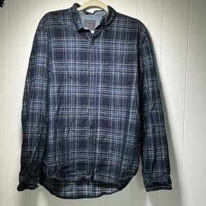 Legacy Copper & Oak Mens Blue Corduroy Long Sleeve Shirt Size XL Plaid Cotton